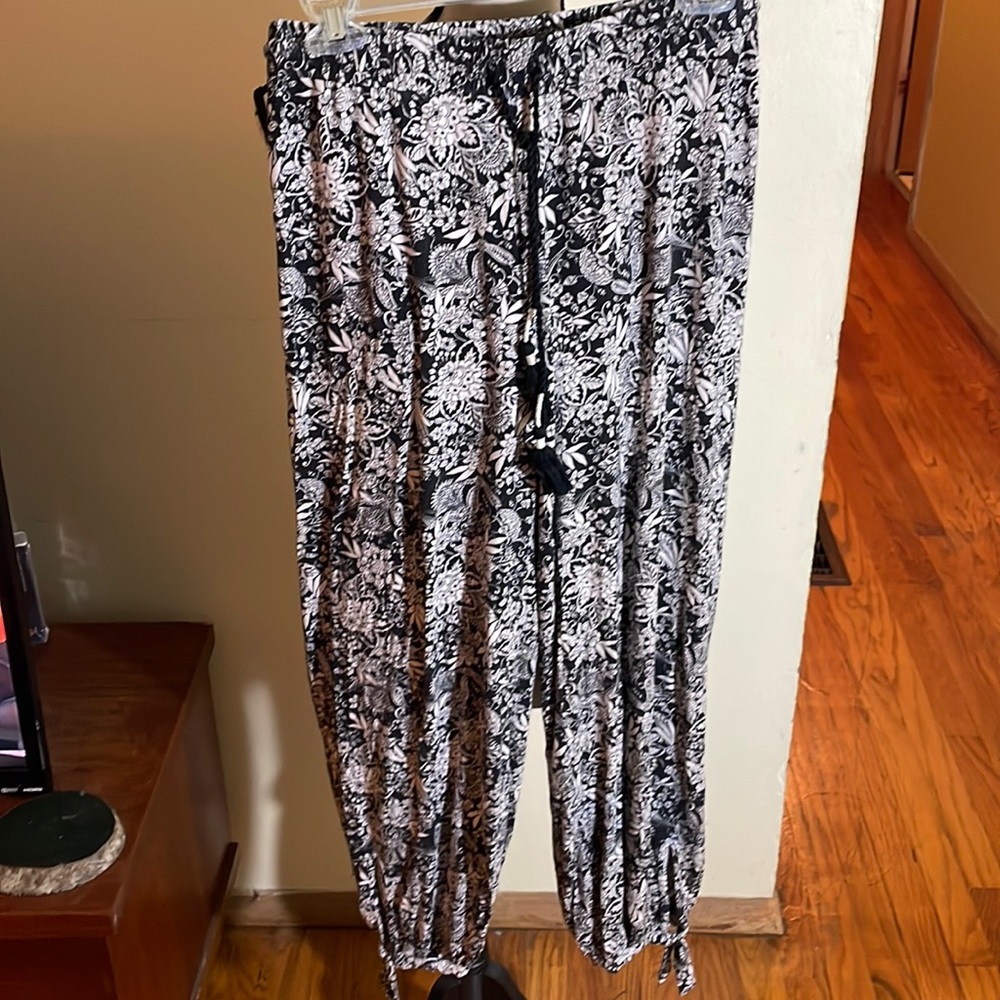 Anthropologie Floral Print Leg Tie Pajamas Pants